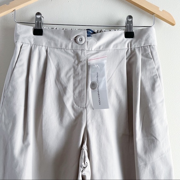 NWT French Connection • Macchiato Coltrane Wide Leg Cropped Cotton Trousers Sz 0 - Picture 3 of 14